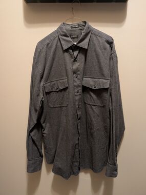 111 STATE Men's Long-Sleeve Button-Down Shirt in Gray